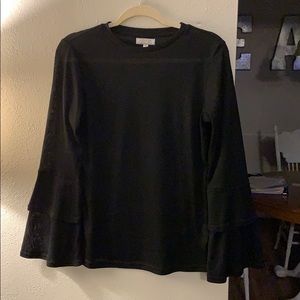Black bell sleeve top